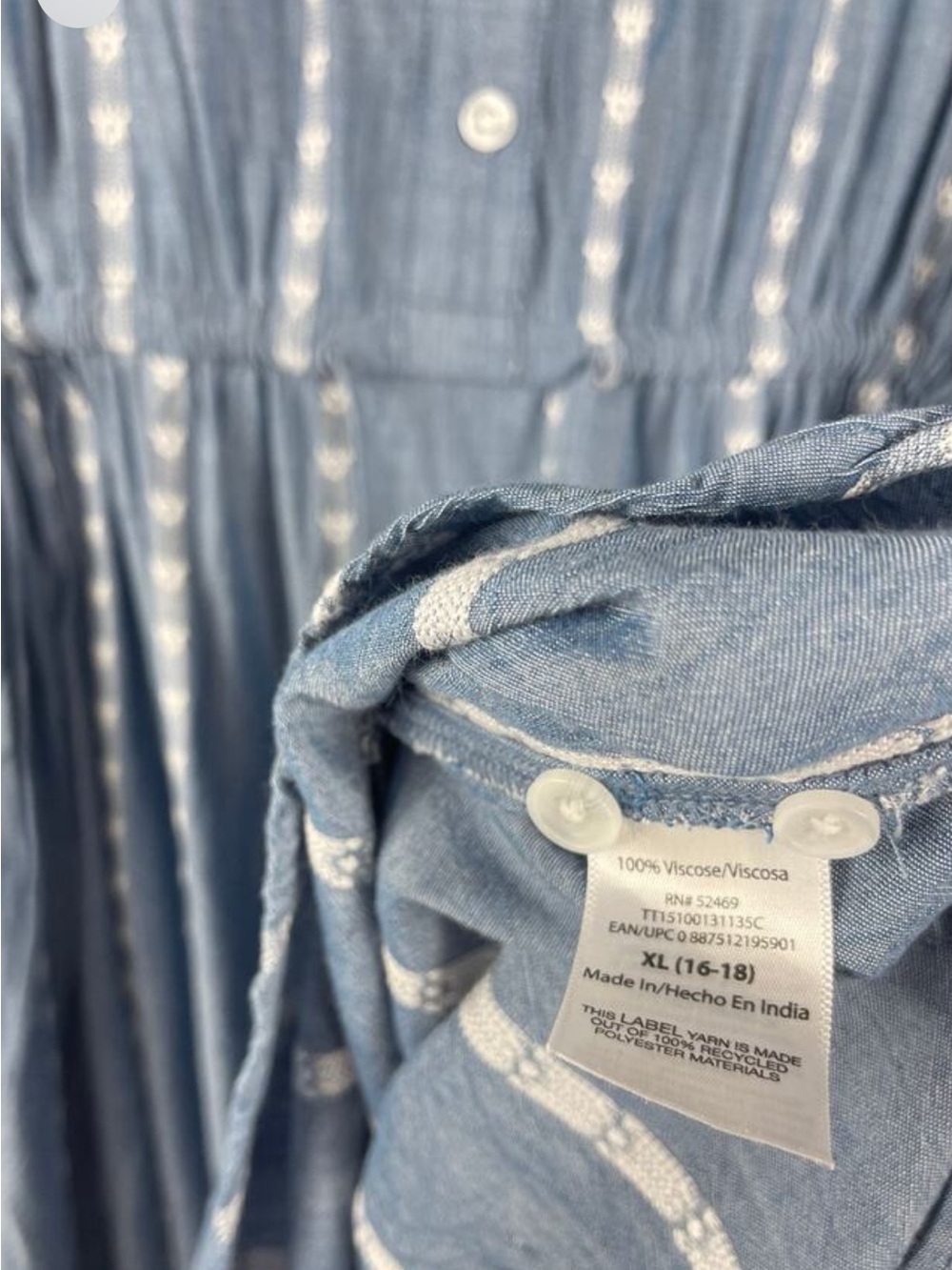 Time and Tru Soft Chambray Utility Shirt Dress in blue with white stripes - Picture 4 of 4